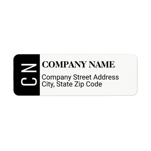 Adreslabel van het bedrijf met naam en initialen etiket (Voorkant)
