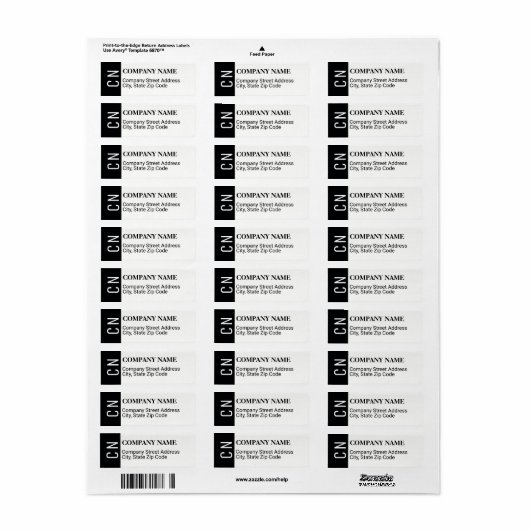 Adreslabel van het bedrijf met naam en initialen etiket (Full Sheet)