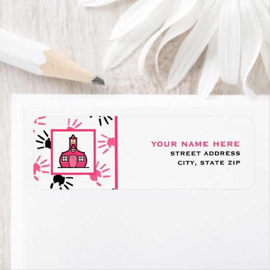 Adreslabel voor docent - Handprints Etiket (Insitu)