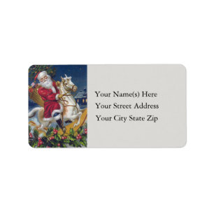  adreslabel voor Santa on Rocking Horse Etiket