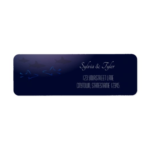 adreslabel voor teruggave van blauwe haaien etiket (Voorkant)