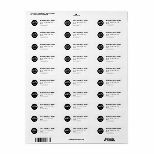 Adreslabel voor zakelijk rendement etiket (Full Sheet)