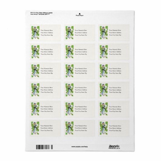 adreslabel vrouw en Holly Etiket (Full Sheet)