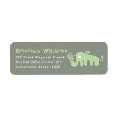 Adreslabels Baby Shower Cute Green Elephant Etiket (Voorkant)
