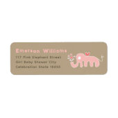 Adreslabels Baby Shower Roze Olifant Etiket (Voorkant)