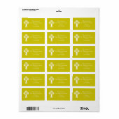 Adreslabels Bloemkruis Doop Geel Etiket (Full Sheet)