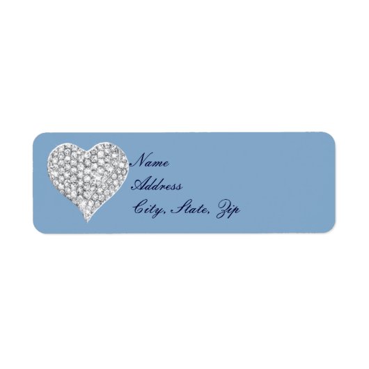 Adreslabels Blue Diamond Heart Etiket (Voorkant)