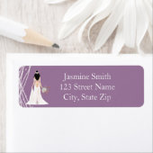 Adreslabels Boho Black Hair Bruid Parels Etiket (Insitu)