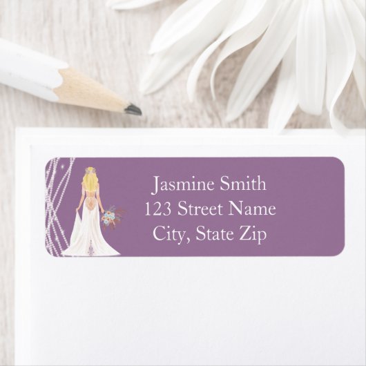 Adreslabels Boho Blonde Bruid Met Parels  Etiket (Insitu)