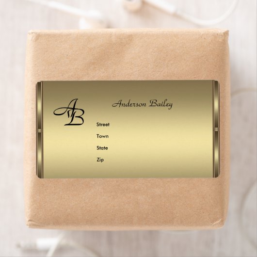 Adreslabels Elegante Bronzen Initialen Etiket (Insitu)
