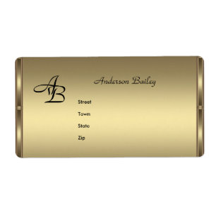 Adreslabels Elegante Bronzen Initialen Etiket
