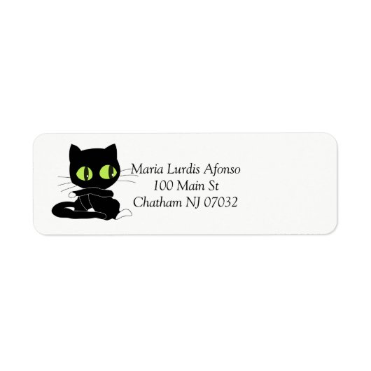 Adreslabels Katten Zwart Etiket (Voorkant)