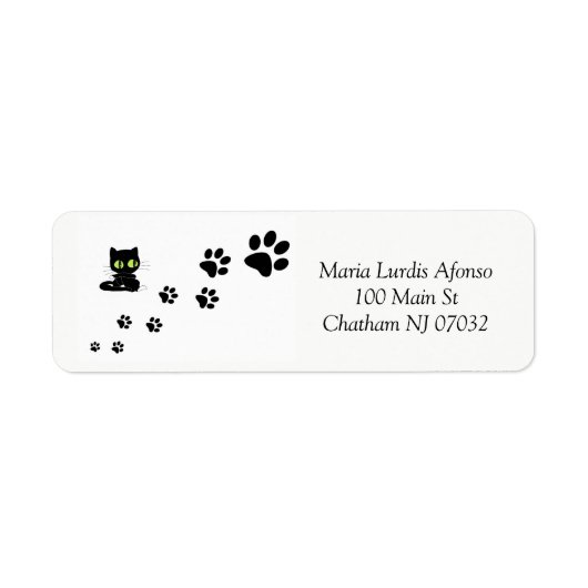 Adreslabels Katten Zwarte poten Etiket (Voorkant)