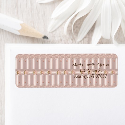 Adreslabels Roze Roos Glitter Drip Etiket (Insitu)