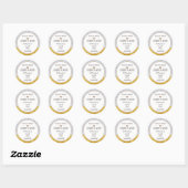 Adressatieverandering witte goudmarmer elegant mod ronde sticker (Vel)