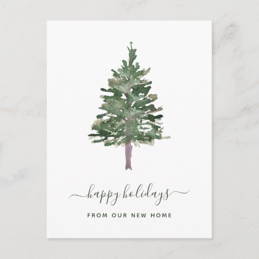 Adressatiewijziging met kerstmis | Eenvoudige pine Feestdagenkaart (Voorkant)