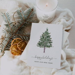 Adressatiewijziging met kerstmis Eenvoudige pine Feestdagenkaart