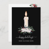 Adressatiewijziging met kerstmis | Floral Candle Feestdagenkaart (Voorkant / Achterkant)
