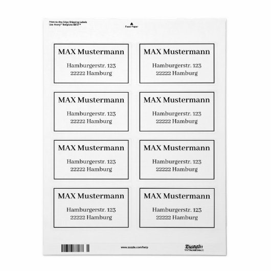 Adressaufkleber Vorlage Etiket (Full Sheet)