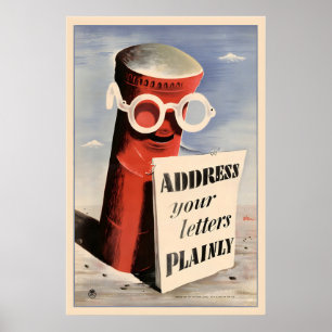 Adresseer Uw Brief Duidelijk Vintage Reclame Poster