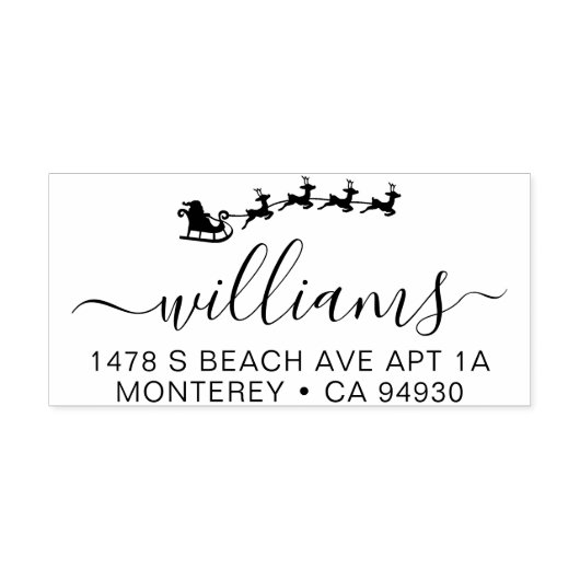 Adresstempel met Sants Sleigh en Script Font Zelfinktende Stempel (Design)
