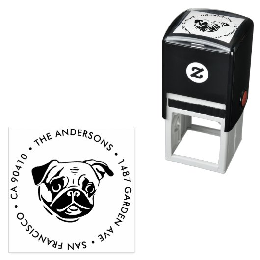 Adresstempel, Pug dog adresstempel Zelfinktende Stempel (In situ)