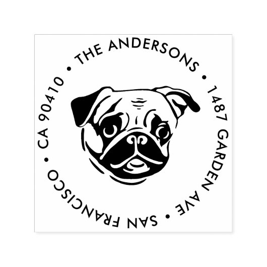 Adresstempel, Pug dog adresstempel Zelfinktende Stempel (Design)