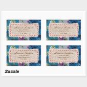Adressticker met stoffen/bloemen Lapwerk (blauw) Rechthoekige Sticker (Vel)