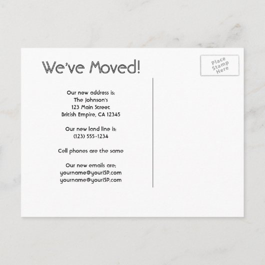  adreswijziging, Antiek-Amerikaanse kaart (Achterkant)