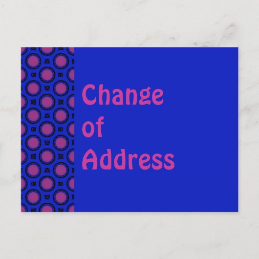 Adreswijziging blauw met paarse stippen aankondigingskaart (Voorkant)