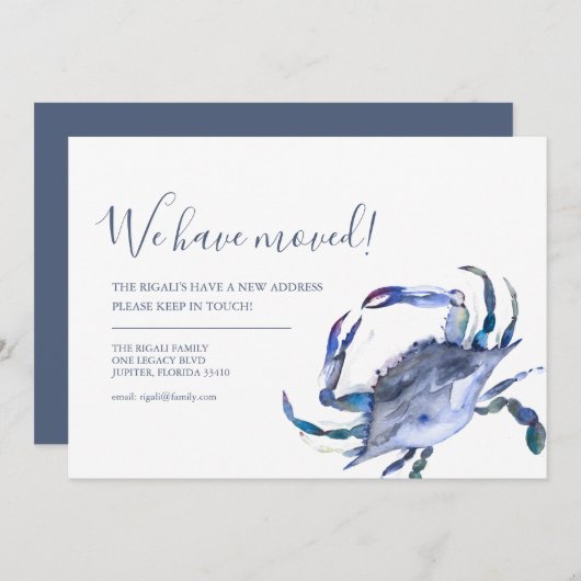 Adreswijziging Blue Crab Bewegende Aankondiging (Voorkant / Achterkant)