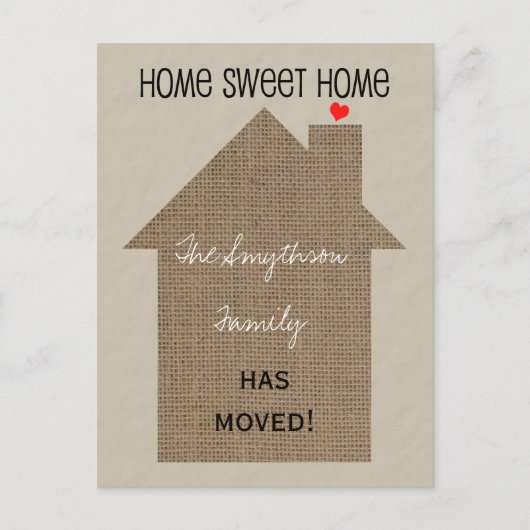 Adreswijziging Briefkaart - Burlap House (Voorkant)