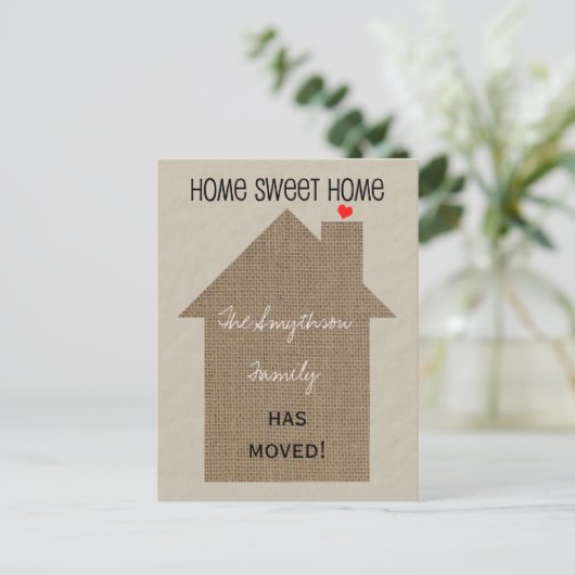 Adreswijziging Briefkaart - Burlap House (Staand voorkant)