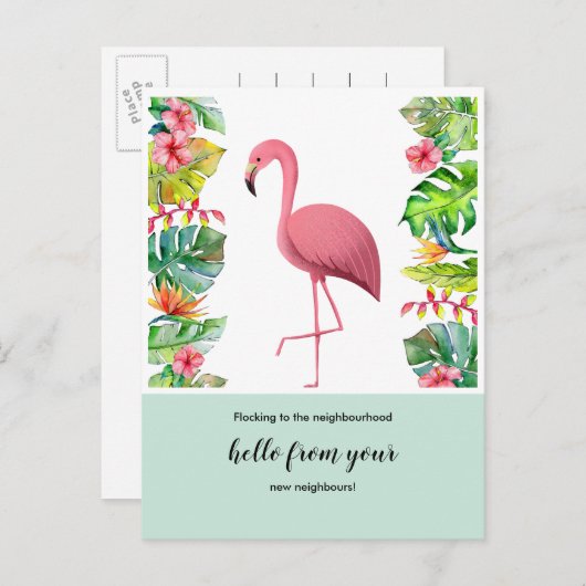 Adreswijziging briefkaart we hebben flamingo verpl (Voorkant / Achterkant)