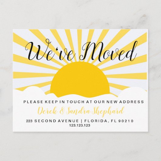 Adreswijziging briefkaart we hebben zon verplaatst (Voorkant)