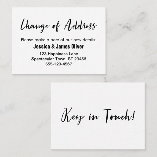 "Adreswijziging" Casual handschrift invoegen Kaart (Voorkant / Achterkant)