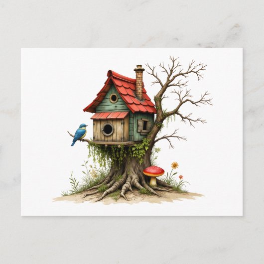 Adreswijziging Charmant Vogelnestje Briefkaart (Voorkant)