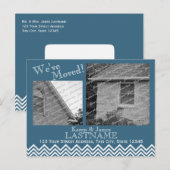 Adreswijziging Chevron Patroon met Foto Blauw Aankondigingskaart (Voorkant / Achterkant)