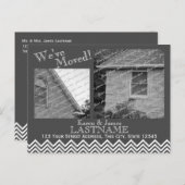 Adreswijziging Chevron Patroon met Foto Grijs Aankondigingskaart (Voorkant / Achterkant)