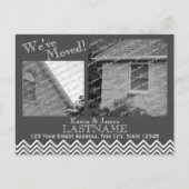 Adreswijziging Chevron Patroon met Foto Grijs Aankondigingskaart (Voorkant)