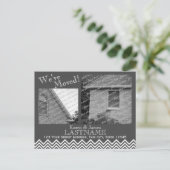 Adreswijziging Chevron Patroon met Foto Grijs Aankondigingskaart (Staand voorkant)