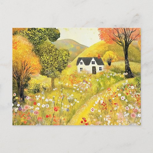 Adreswijziging Cottage en Bloemen Briefkaart (Voorkant)