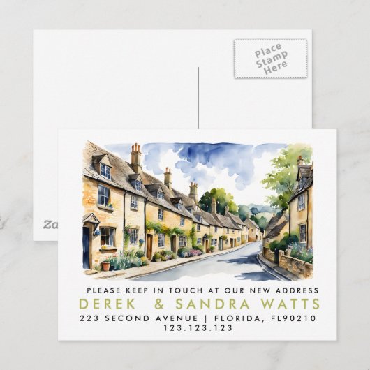 Adreswijziging, D Verplaatste aankondiging Cotswol (Voorkant / Achterkant)