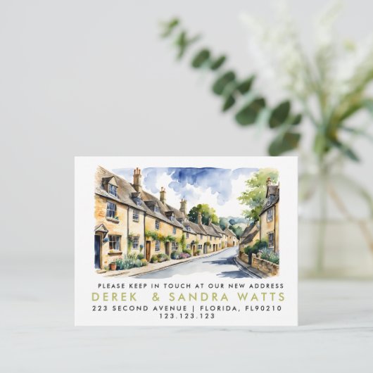 Adreswijziging, D Verplaatste aankondiging Cotswol (Staand voorkant)