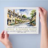 Adreswijziging, D Verplaatste aankondiging Cotswol Flyer (Hand)