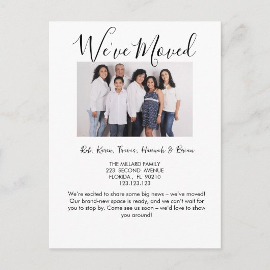 Adreswijziging die we hebben verplaatst aankondigingskaart (Voorkant)