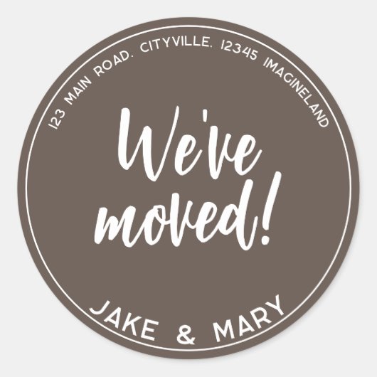 Adreswijziging Eenvoudig Modern We zijn verhuisd Ronde Sticker (Voorkant)