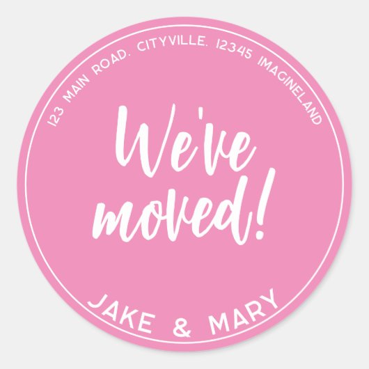 Adreswijziging Eenvoudig Modern We zijn verhuisd Ronde Sticker (Voorkant)