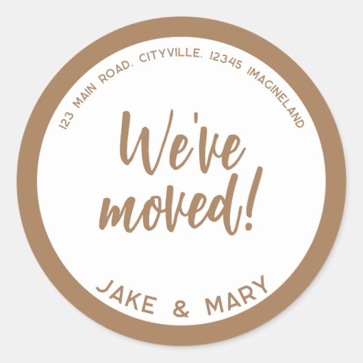 Adreswijziging Eenvoudig Modern We zijn verhuisd Ronde Sticker (Voorkant)