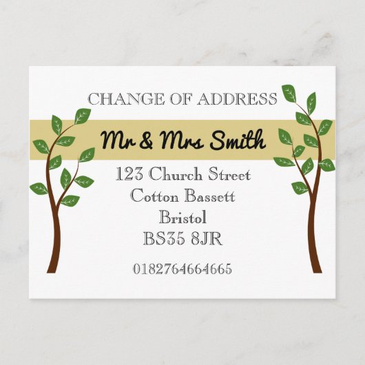 Adreswijziging eenvoudige bladeren boom aankondigingskaart (Voorkant)